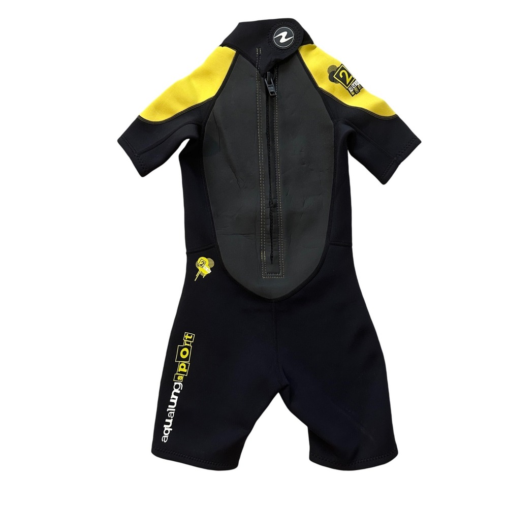Aqua Lung Sport Wetsuit 2mm Neoprene Short Sleeve Scuba Diving Black Kids Medium
